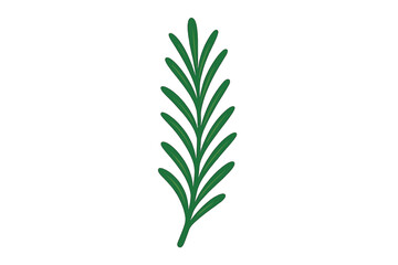 Simple green rosemary sprig isolated on white background for use in culinary and botanical projects
