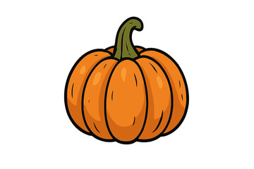 Vibrant orange pumpkin with green stem isolated on white background for autumn harvest and Halloween