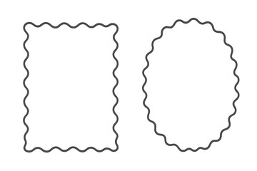 Set of decorative wavy line frames featuring square and circular geometric shapes