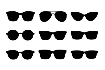 Set of various fashionable eyewear shapes and classic sunglass silhouettes