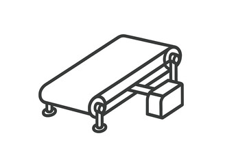 Minimalist black and white automated industrial conveyor belt for manufacturing and packaging processes