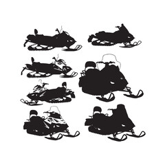 Snowmobile Motor Sled Vector Set