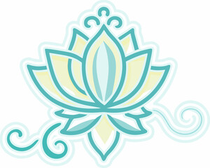 Stylized lotus flower with swirling decorative elements