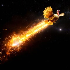 Fireworks and Fantasy: Captivating Bird Soaring Through Starry Sky