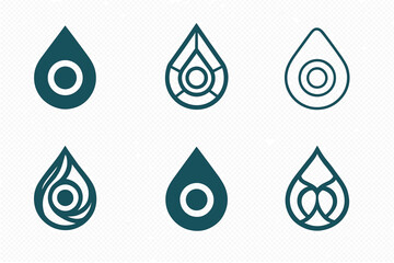 Deep Logo Variations. Deep. Icon set. Set Logo of deep: abyssal drop symbol. harmonious logo variations of the same emblematic concept, each with different
