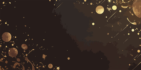 きらめく金色の粒子とぼかし効果が美しい、幻想的な背景デザインのベクターイラスト。