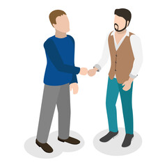Obraz premium 3D Isometric Flat Vector Set of Greeting Gestures, Friends or Colleagues Greet Each Other. Item 6
