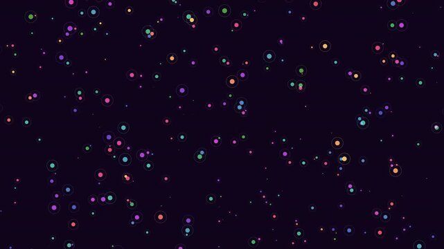 A seamless pattern featuring random dots on a black background, with clusters of dots dispersed throughout the design