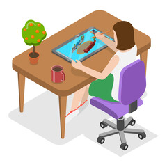 3D Isometric Flat Vector Illustration of Creativity Development , Gain Knowledge and Skills. Item 3