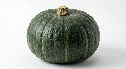 Whole Green Pumpkin on White Background