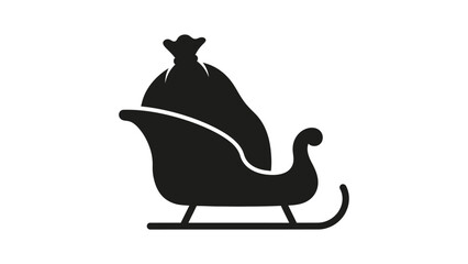 Christmas Sleigh Silhouette Icon representing the magical journey of Santa Claus and his gift-filled sack