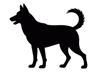 Bold standing dog silhouette vector with clean contours and strong canine profile, ideal for pet branding, veterinary graphics, signage, dog product packaging, and animal-themed illustration projects.