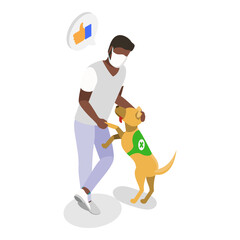 3D Isometric Flat Vector Illustration of Guide Dogs , Providing Independence and Support for Individuals with Visual Impairments. Item 1