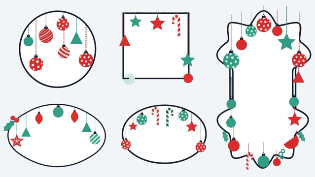 Festive Christmas Baubles and Candy Cane Frames - A Collection of Decorative Holiday Borders