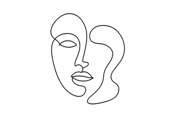 Abstract continuous line drawing of a human face profile in a minimalist modern style