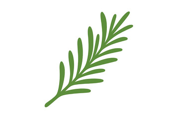 Stylized green botanical element resembling a fresh rosemary sprig or pine needle branch