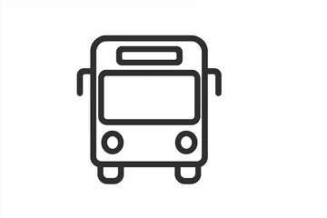 Obraz premium Simple black and white outline drawing of a public transit bus front view