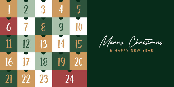 colorful advent calendar 24 christmas gifts vector illustration