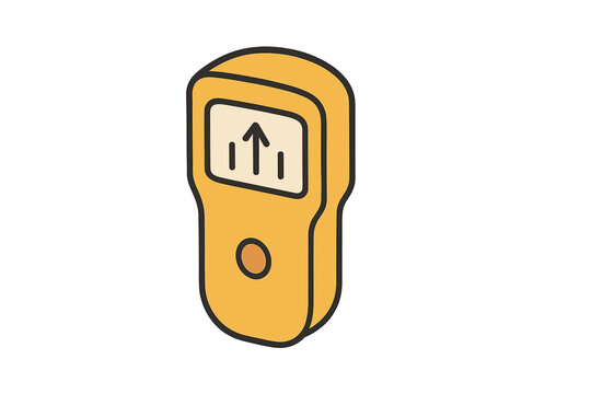 Yellow electronic stud finder tool for locating studs and wires inside walls
