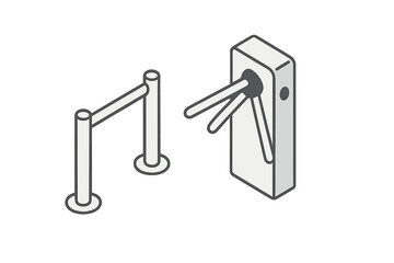 Isometric security turnstile gate and queue barrier for access control systems