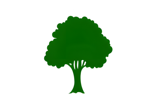 Green Tree Silhouette PNG Eco-Friendly Nature Icon Isolated on Transparent Background