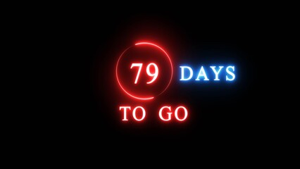 79 days countdown number illustration. Neon counting number text. Calendar date concept.