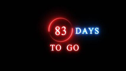 83 days countdown number illustration. Neon counting number text. Calendar date concept.