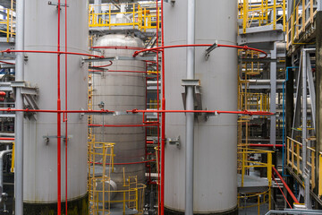 Distillation Columns and Process Towers at Petrochemical Plant