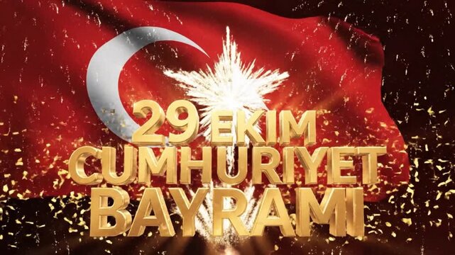 Celebrate october republic day turkey cumhuriyet bayrami happy national holiday turkish flag waving