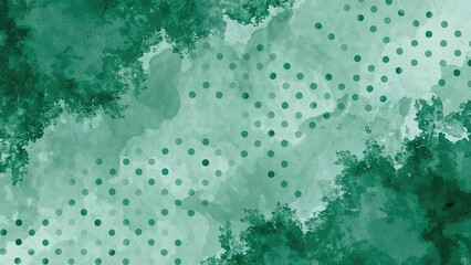 Abstract green watercolor background with dotted pattern and textured foliage elements.
