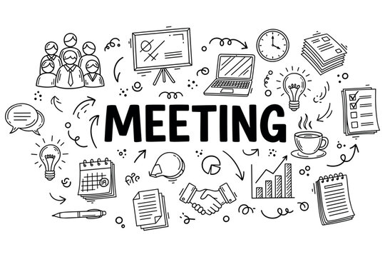 Creative meeting concepts and tools hand-drawn doodle art