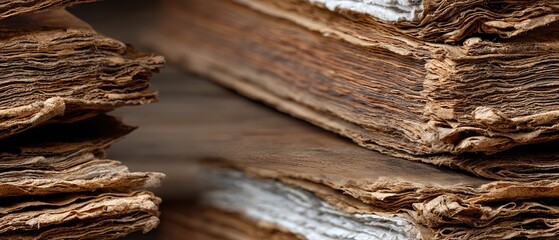 Close-up of an old, tattered book with yellowed pages showcasing its antique charm and the wisdom of age-old knowledge