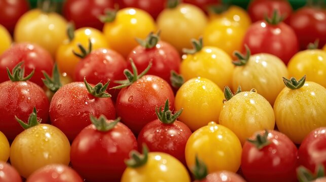A close up view of fresh organic cherry tomatoes