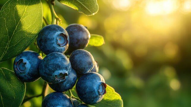 Blueberries Growing In Sunlight During Summer