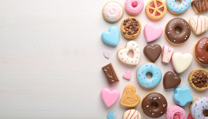 Obraz premium パステルスイーツと余白のある構図｜春・背景・広告・教育に使える高解像度イメージ 