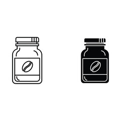 Two stylized icons of coffee bean jars one outline and one solid silhouette