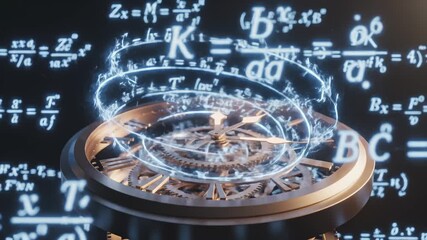 Clock Mechanism and Swirling Energy Against a Backdrop of Equations - Powered by Adobe