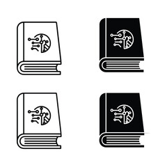 Two styles of digital technology book icons in white and black