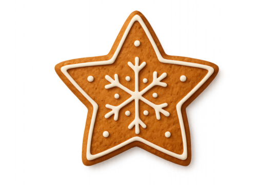 Gingerbread Star Cookie — Iced Christmas Treat (PNG)