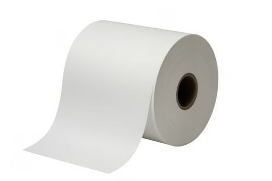 White paper roll with unrolled sheet isolated on a transparent background 1