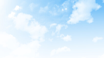Abstract blue sky with fluffy clouds  background image. Light sky blue brush painted sky background. Vector illustration.