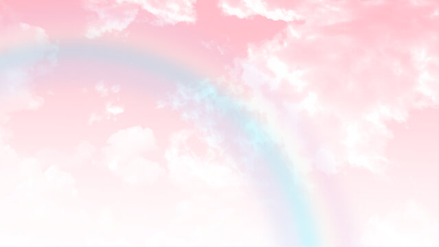 sky-clouds white pink background with rainbow effect.