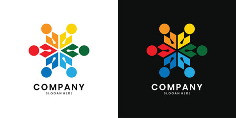 Colorful collaboration people logo design