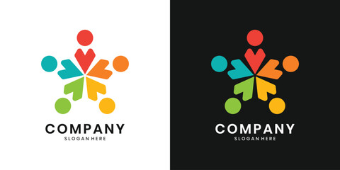 Colorful people teamwork logo design