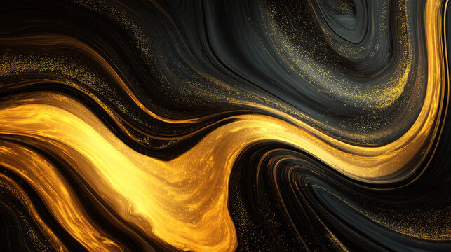 Luxury Black Marble and Molten Gold Abstract Background
