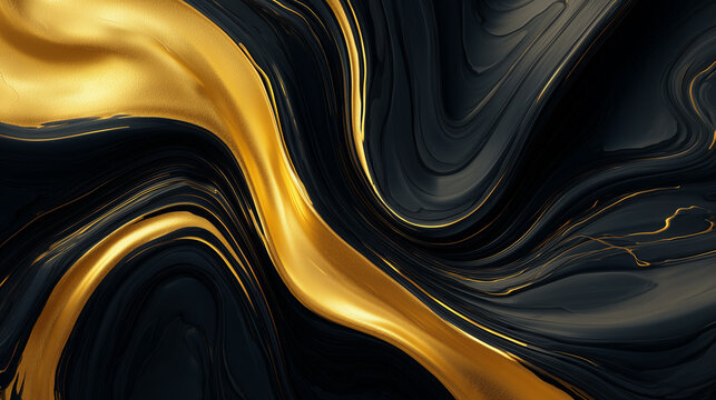 Luxury Black Marble and Molten Gold Abstract Background