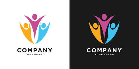 Colorful community people logo design