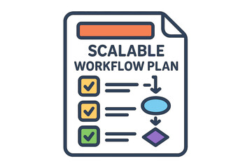 Scalable workflow plan with checkboxes and flowchart elements