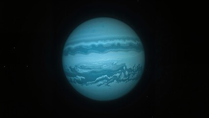 Naklejka premium Blue planet Jupiter from space with cloud bands and storms. Astronomy, planetary science, and space exploration. The concept of planetary features and space observation.