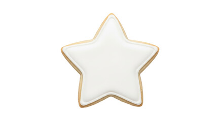 Star shaped sugar cookie with white icing isolated PNG, festive treat for Christmas and holiday baking projects